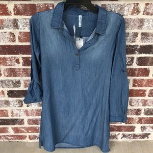 Quarter sleeve blue jean dress